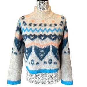 Noisy May Mixed Print Mock Turtleneck Sweater
